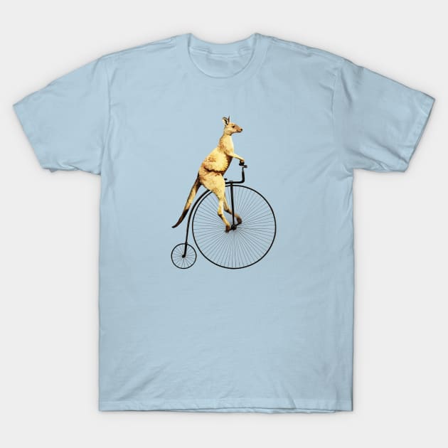 Kangaroo on a Penny Farthing Funny T-Shirt by sketchpets